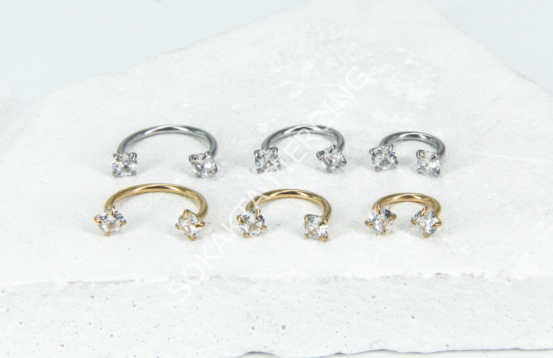 BAGET  TAŞLI YARIM HALKA Silver - 10 mm