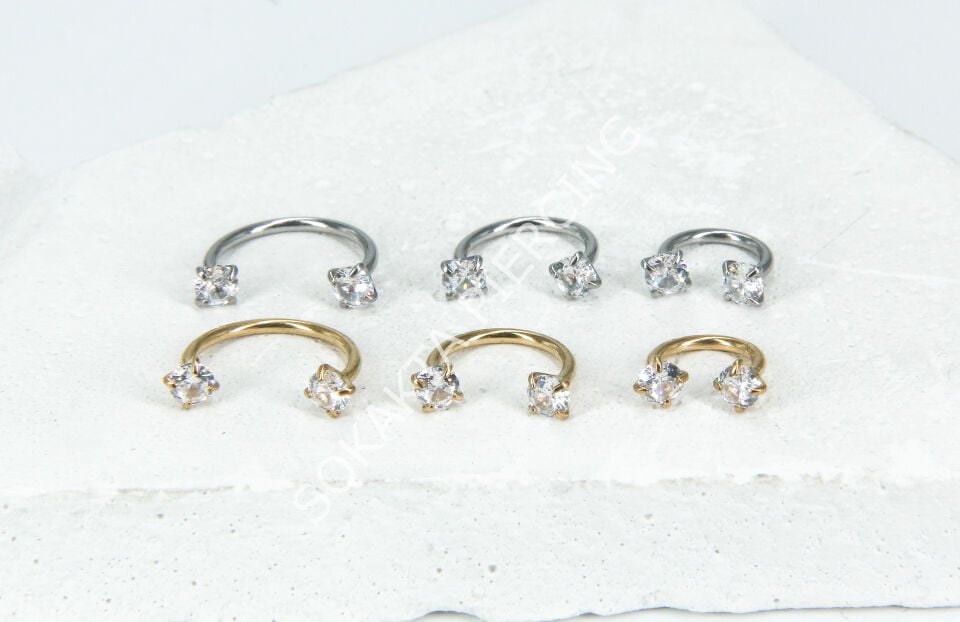BAGET  TAŞLI YARIM HALKA Silver - 10 mm