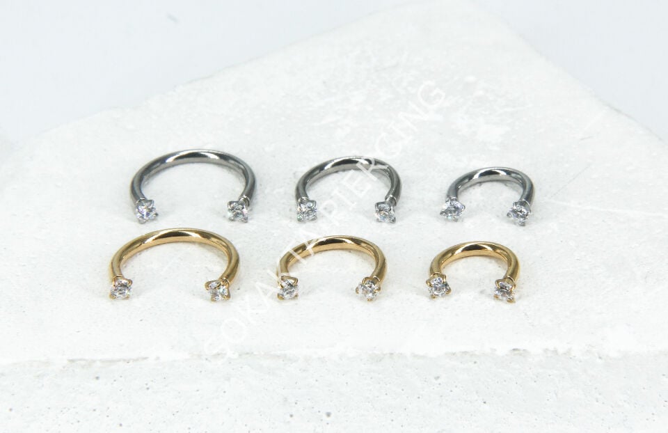 TAŞLI YARIM HALKA Silver - 10 mm