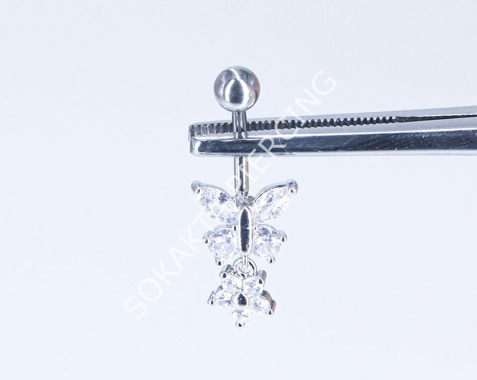 F154 -155  - GÖBEK PİERCİNGİ Silver