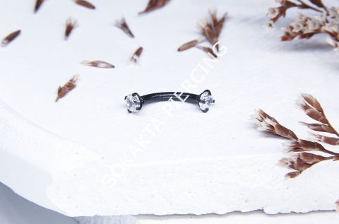 8 MM TAŞLI KAŞ PİERCİNG Siyah