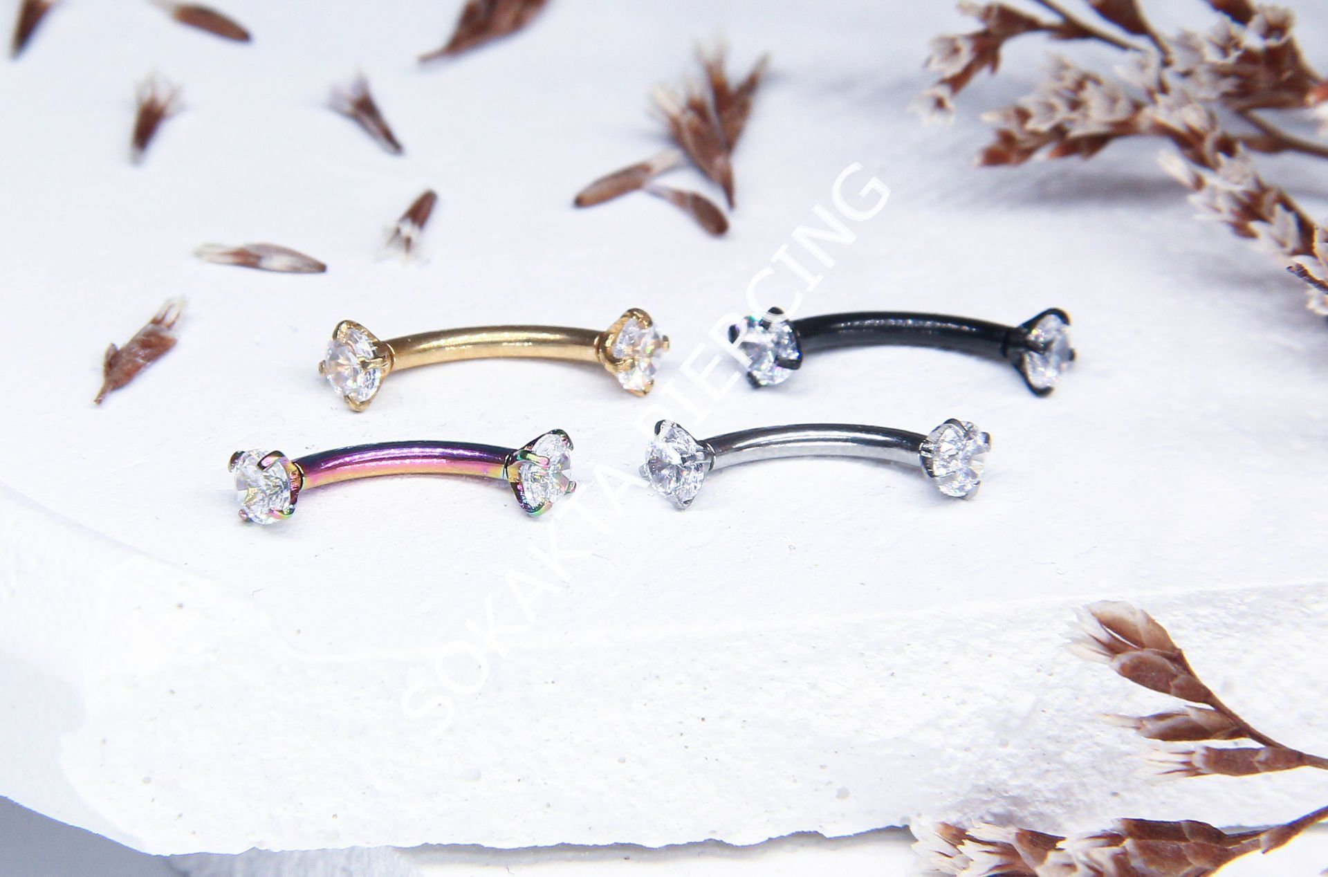 8 MM TAŞLI KAŞ PİERCİNG Siyah