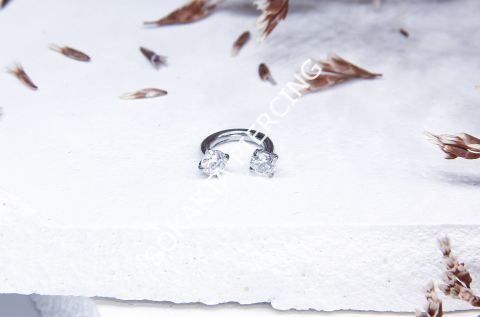 6 MM TAŞLI YARIM HALKA PİERCİNG Rose